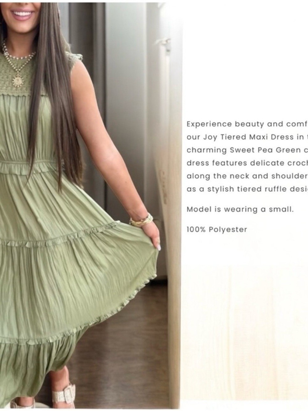 Skies are Blue Green Tiered Maxi Dress in Sweet Pea Green- XS- NWT